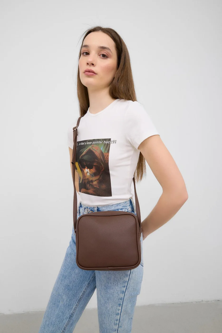 Faux leather crossbody bag for women Faux leather crossbody bag for women in dark brown