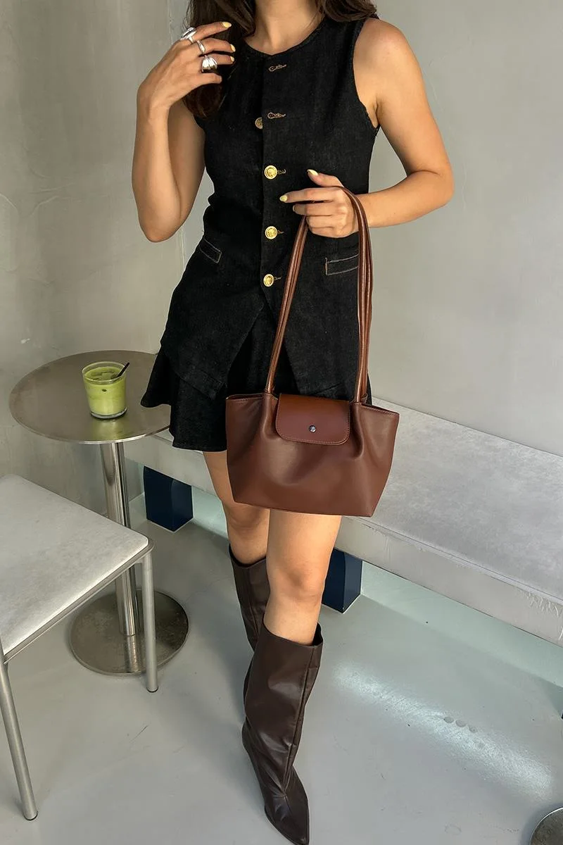 faux leather shoulder bag faux leather shoulder bag in hazelnut