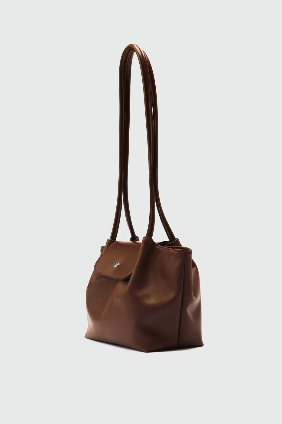 faux leather shoulder bag faux leather shoulder bag in hazelnut