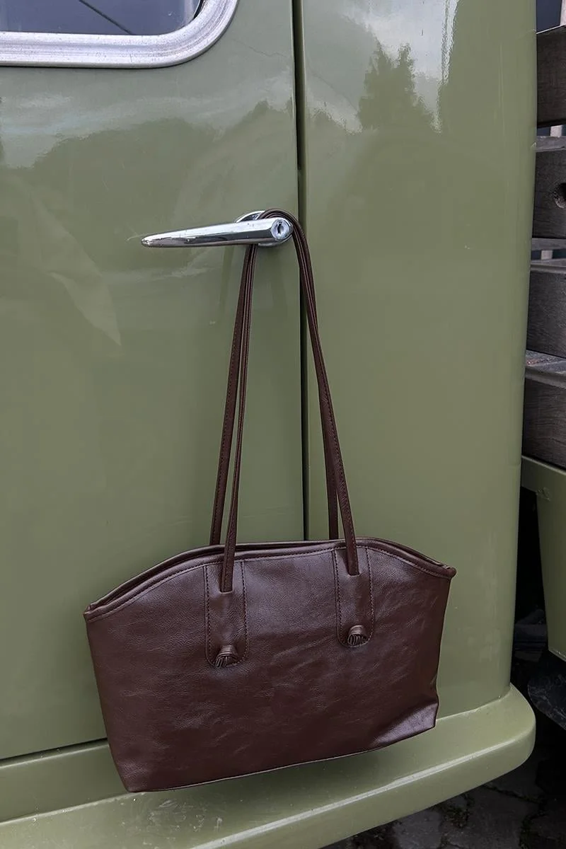 Faux leather shoulder bag Faux leather shoulder bag in dark brown