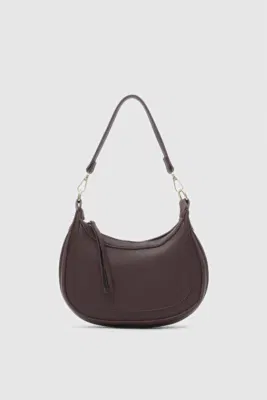 Faux leather crossbody bag for women in dark brown
