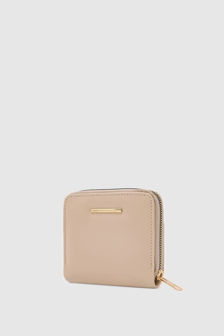 Faux leather wallet for women in beige
