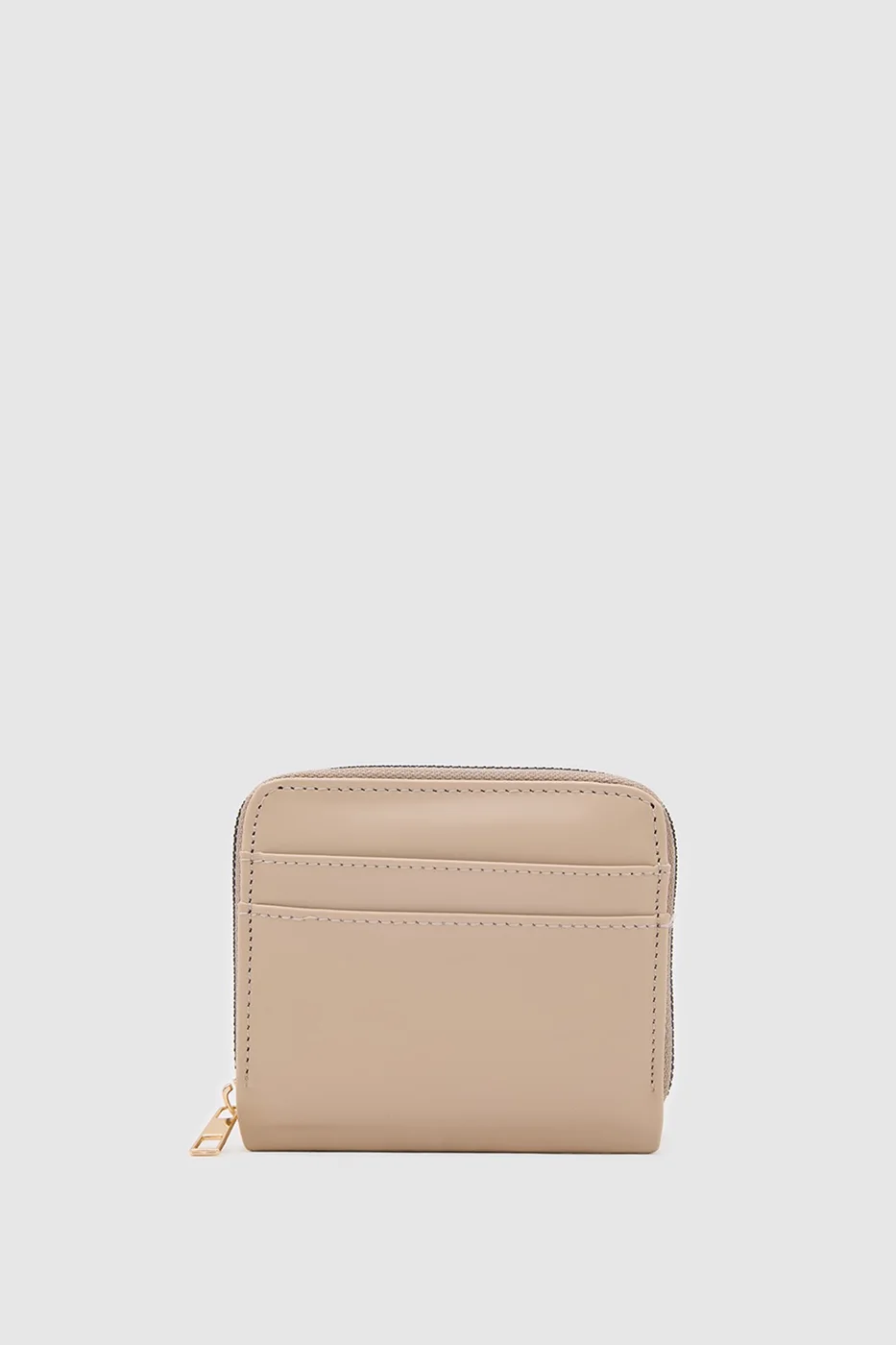 Faux leather wallet for women in beige