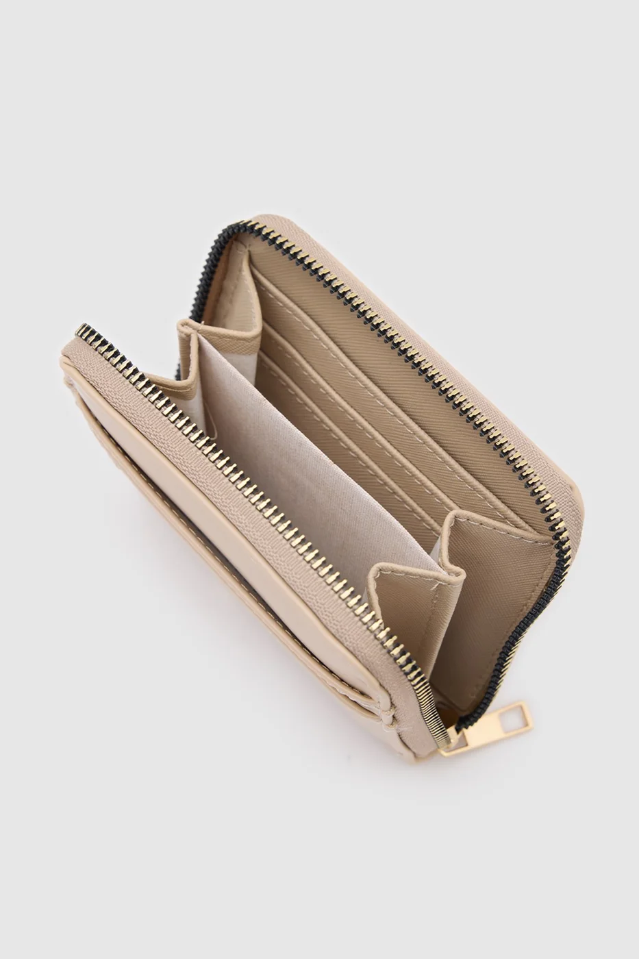 Faux leather wallet for women in beige