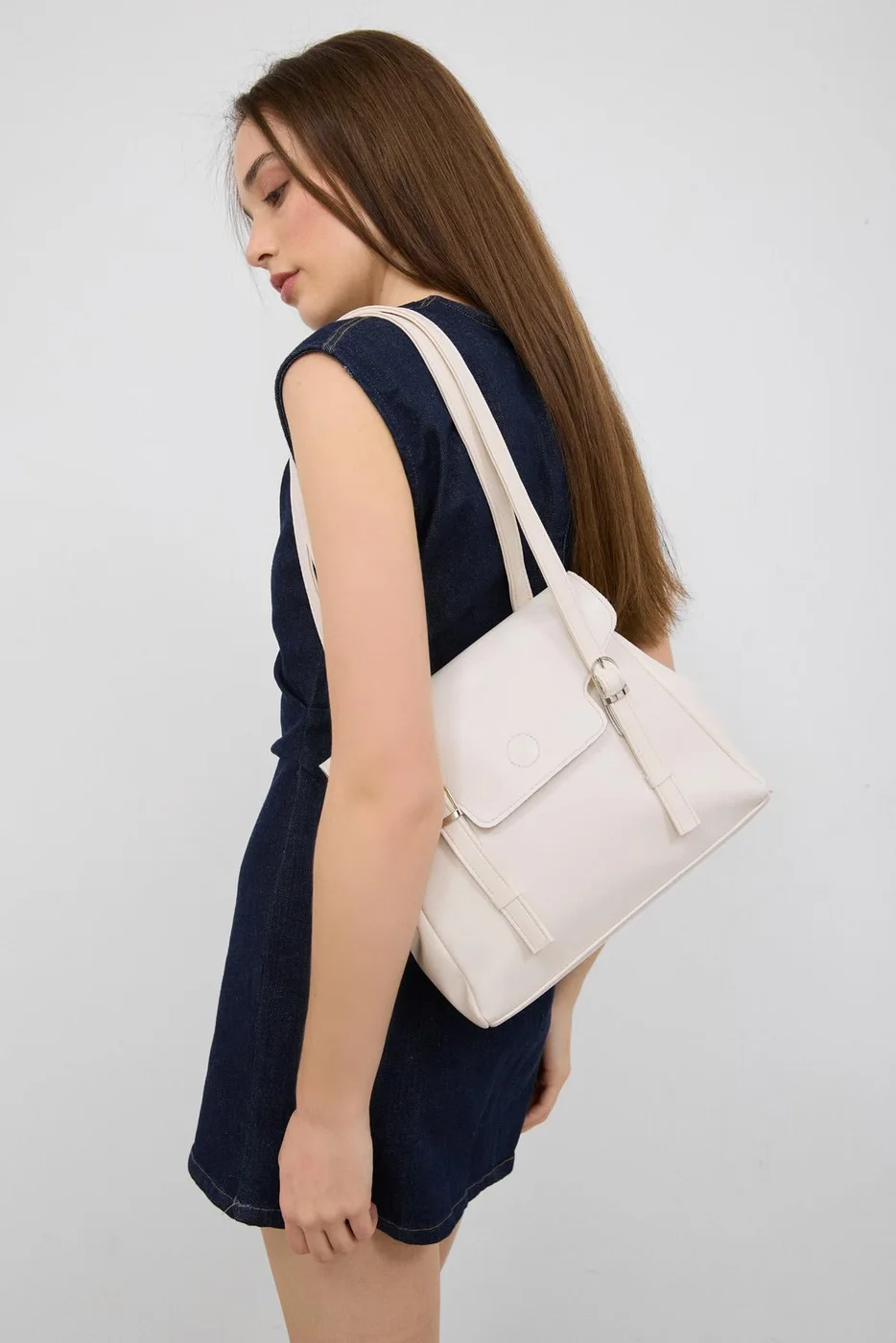 Faux leather shoulder bag Faux leather shoulder bag in cream