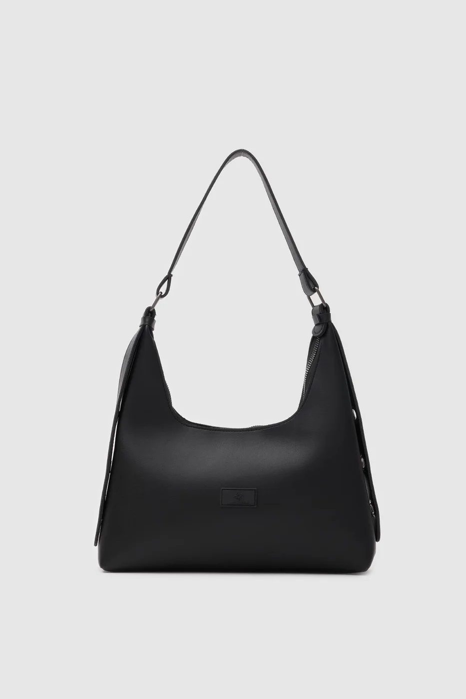 Faux leather baguette bag in black