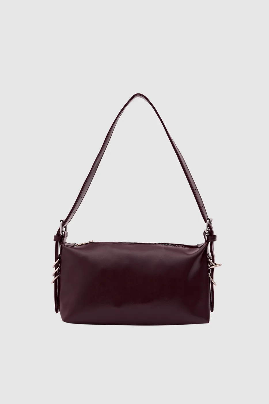 faux leather baguette bag in purple
