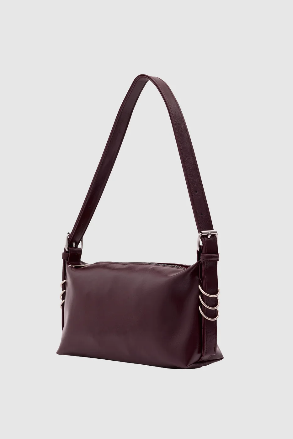 faux leather baguette bag in purple