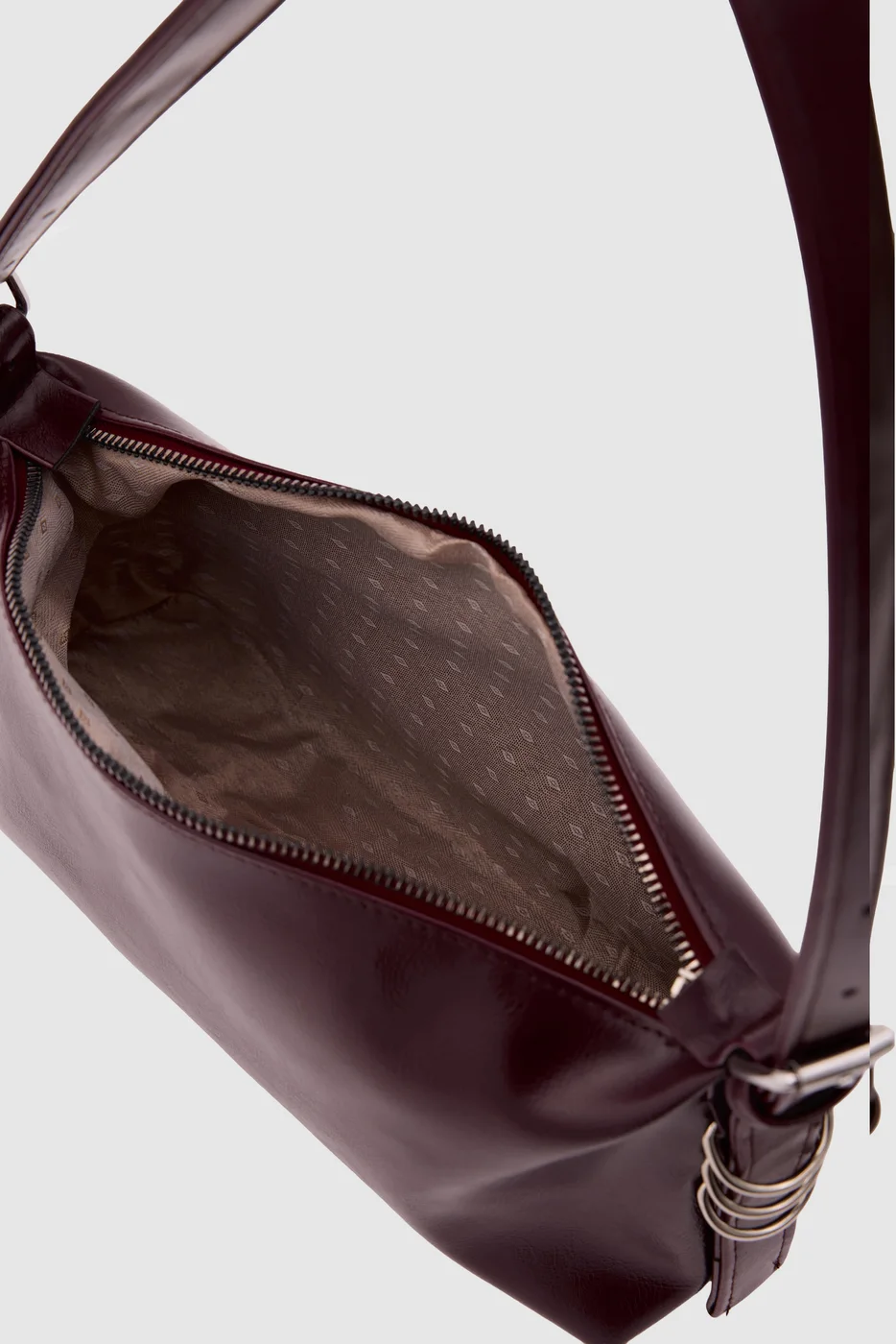 faux leather baguette bag in purple