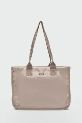 satin shoulder bag in taupe