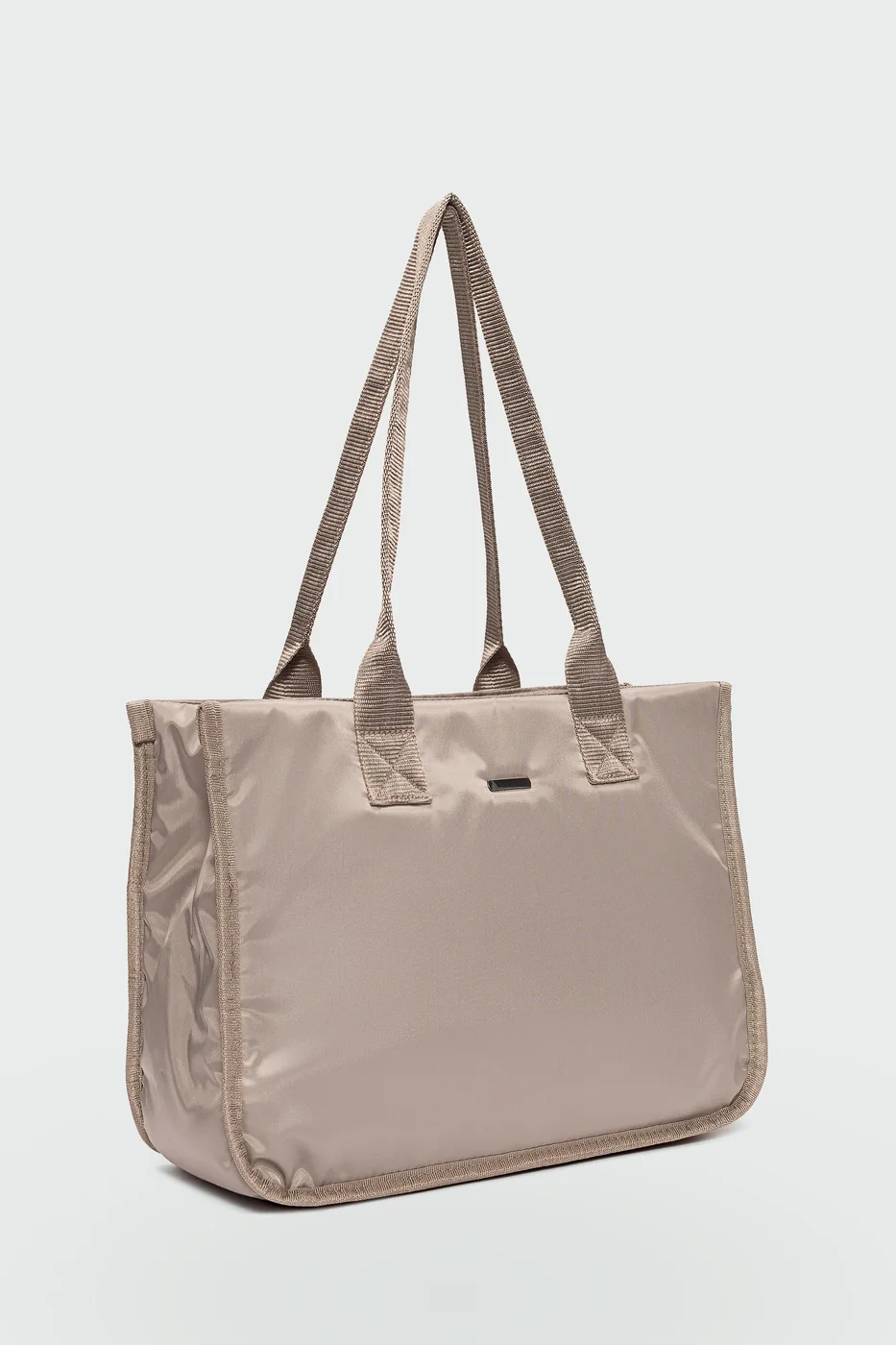 satin shoulder bag in taupe
