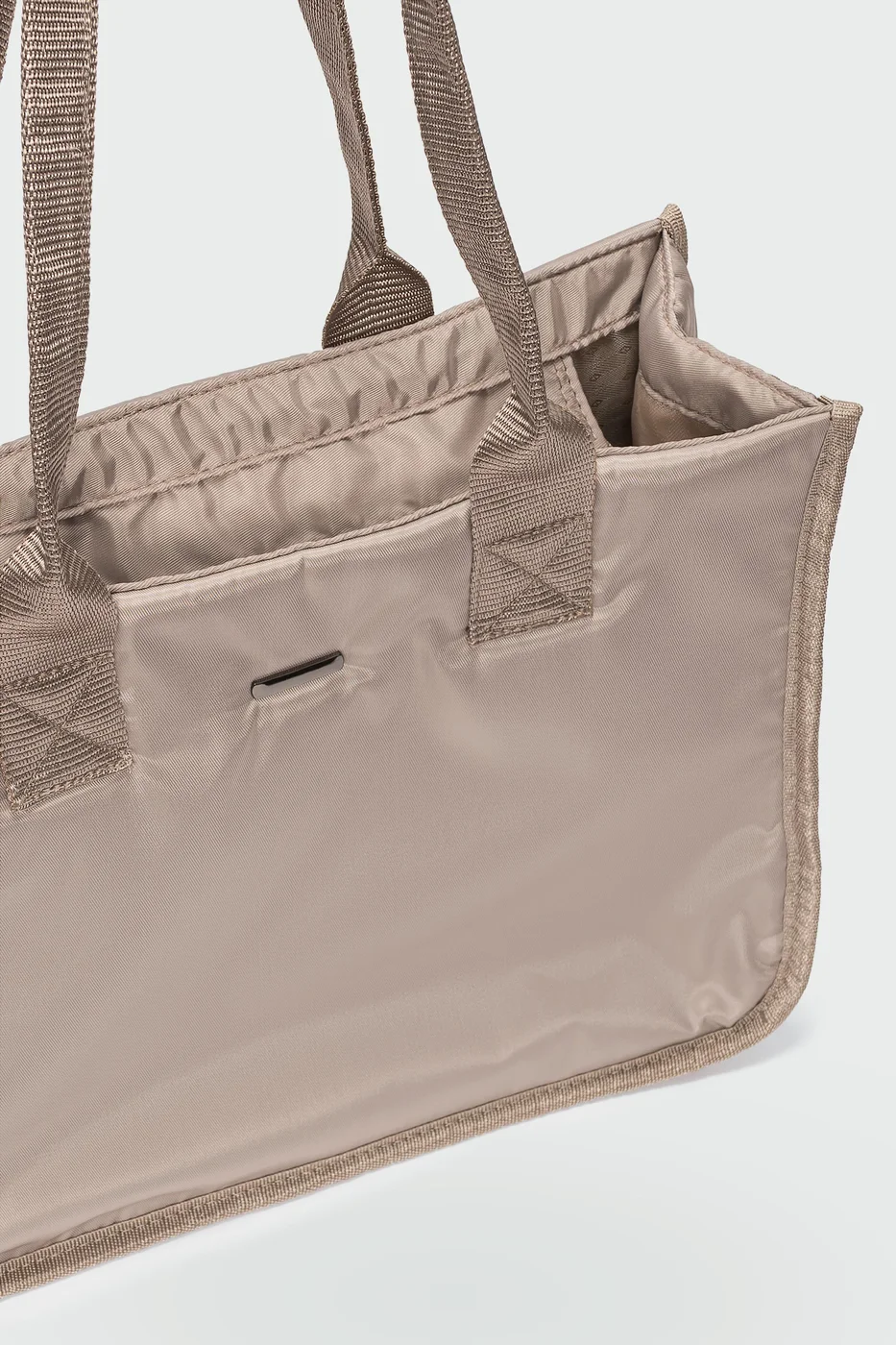satin shoulder bag in taupe