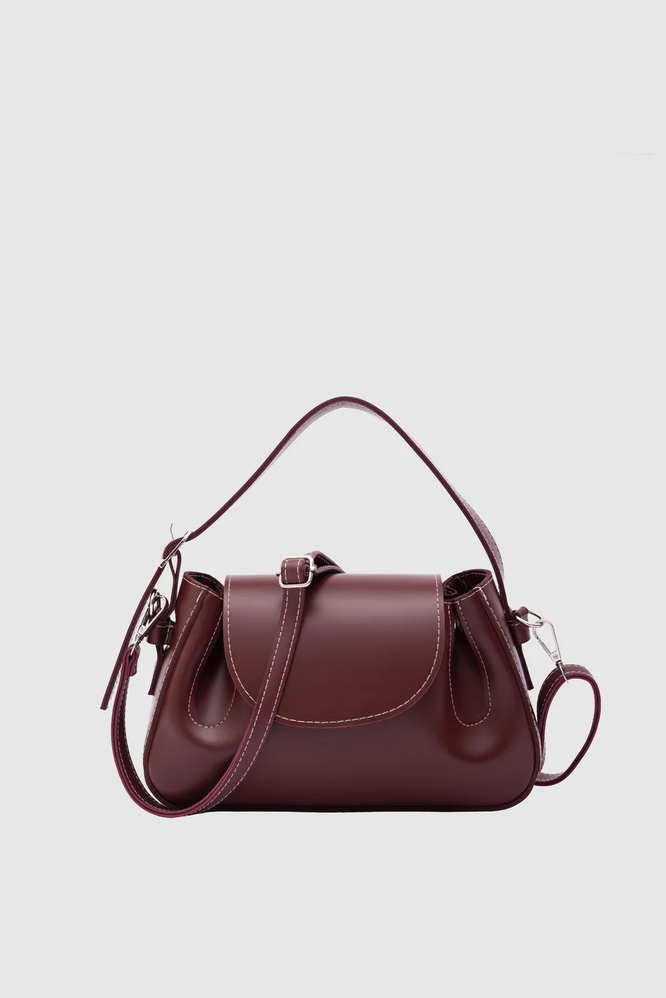 Faux leather crossbody bag in burgundy