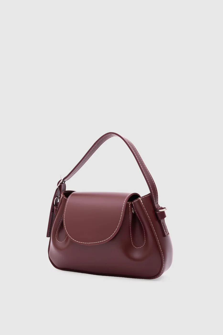 Faux leather crossbody bag in burgundy