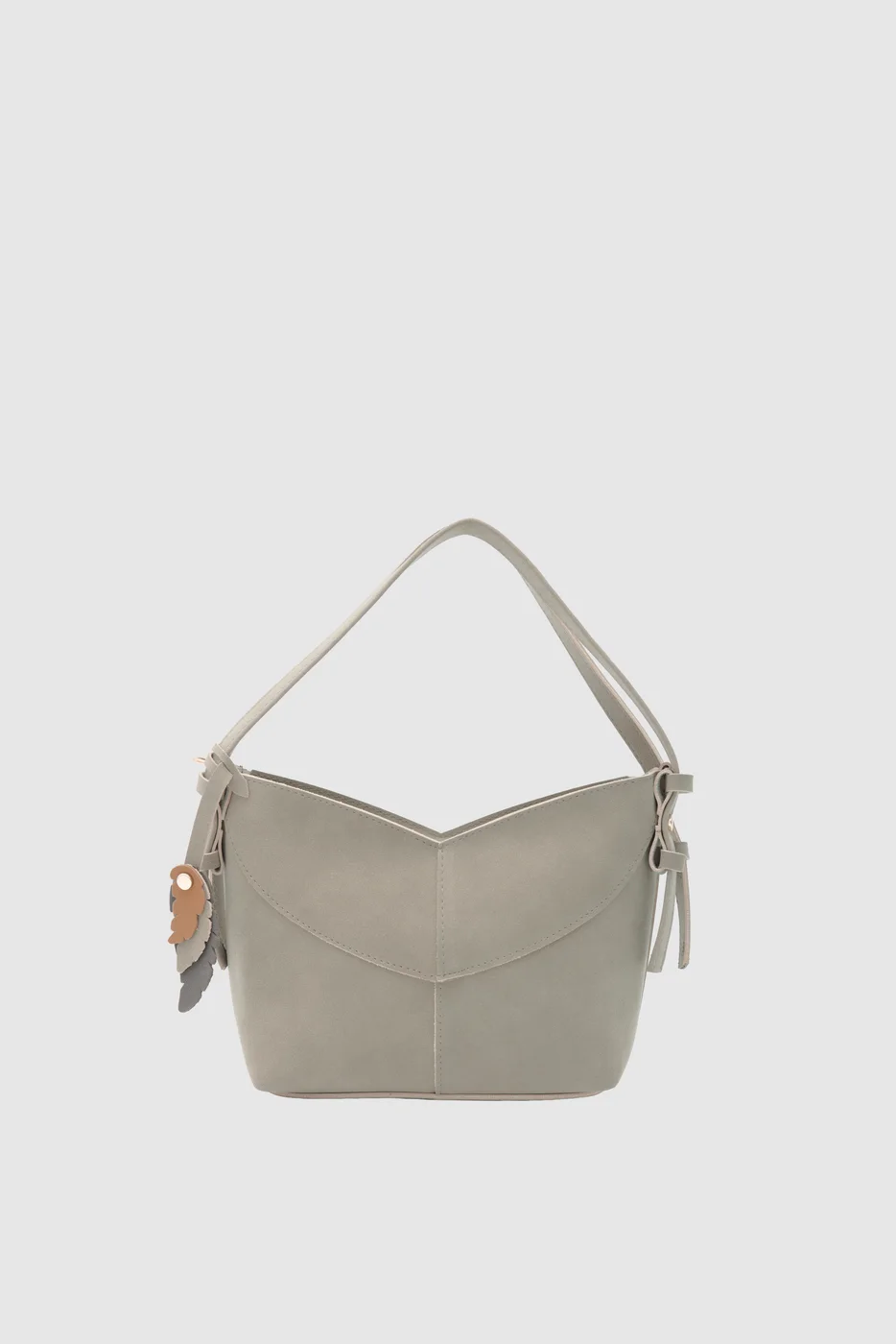 faux suede crossbody bag in taupe