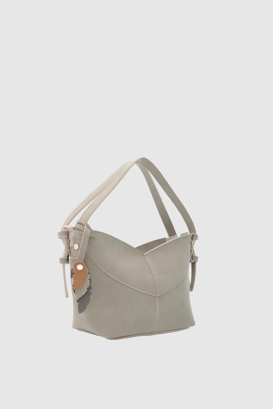 faux suede crossbody bag in taupe