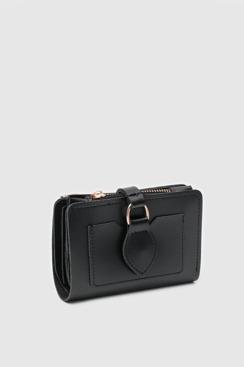 faux leather wallet in black