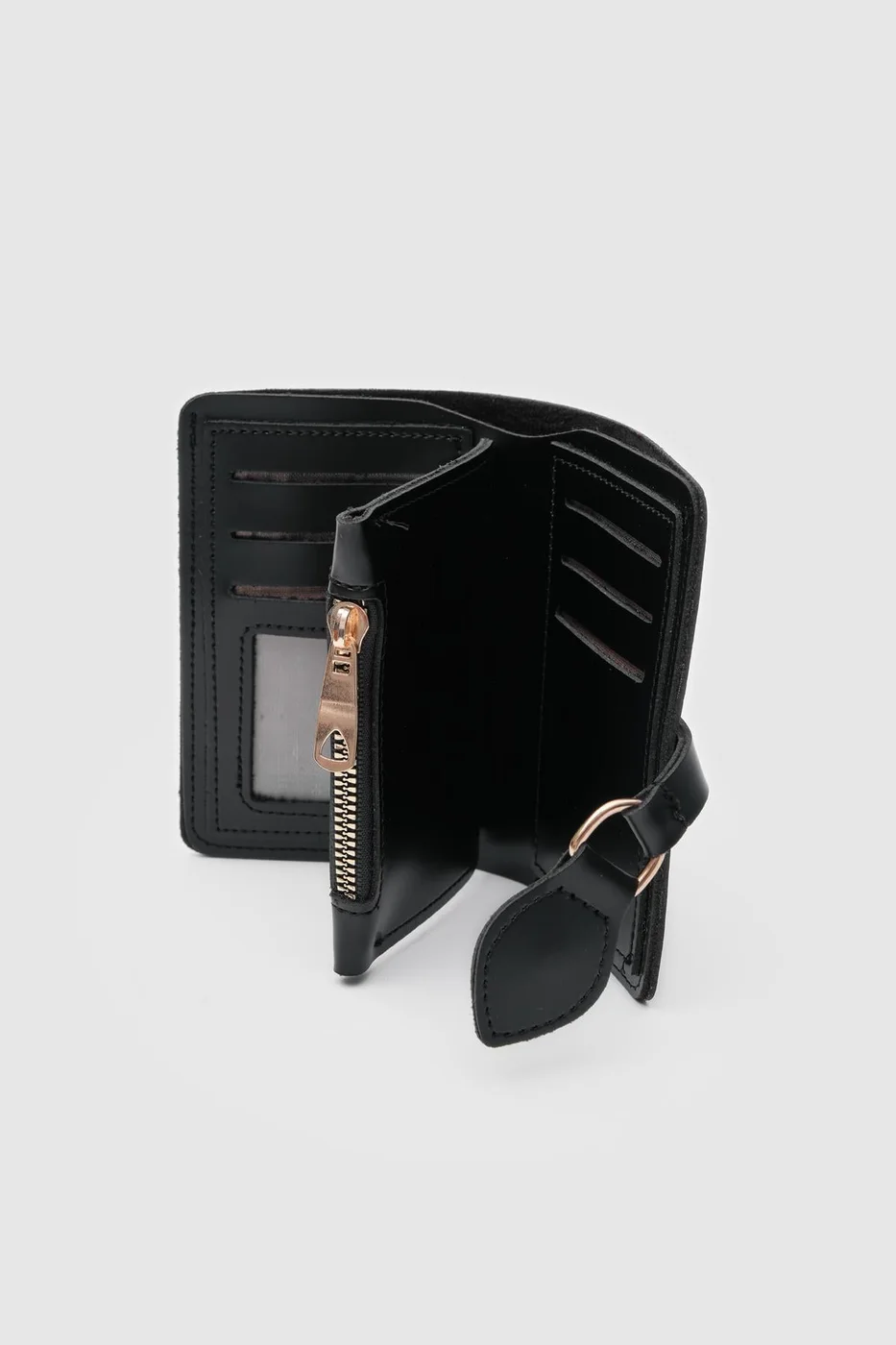 faux leather wallet in black
