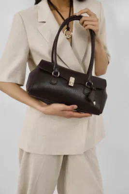 faux leather baguette bag faux leather baguette bag in dark brown