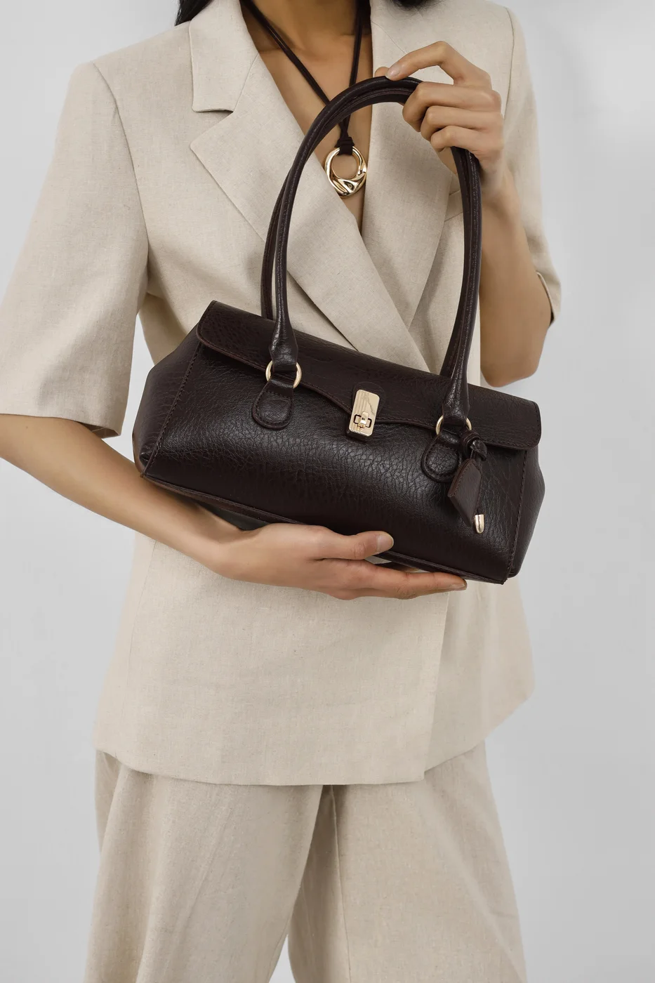faux leather baguette bag faux leather baguette bag in dark brown