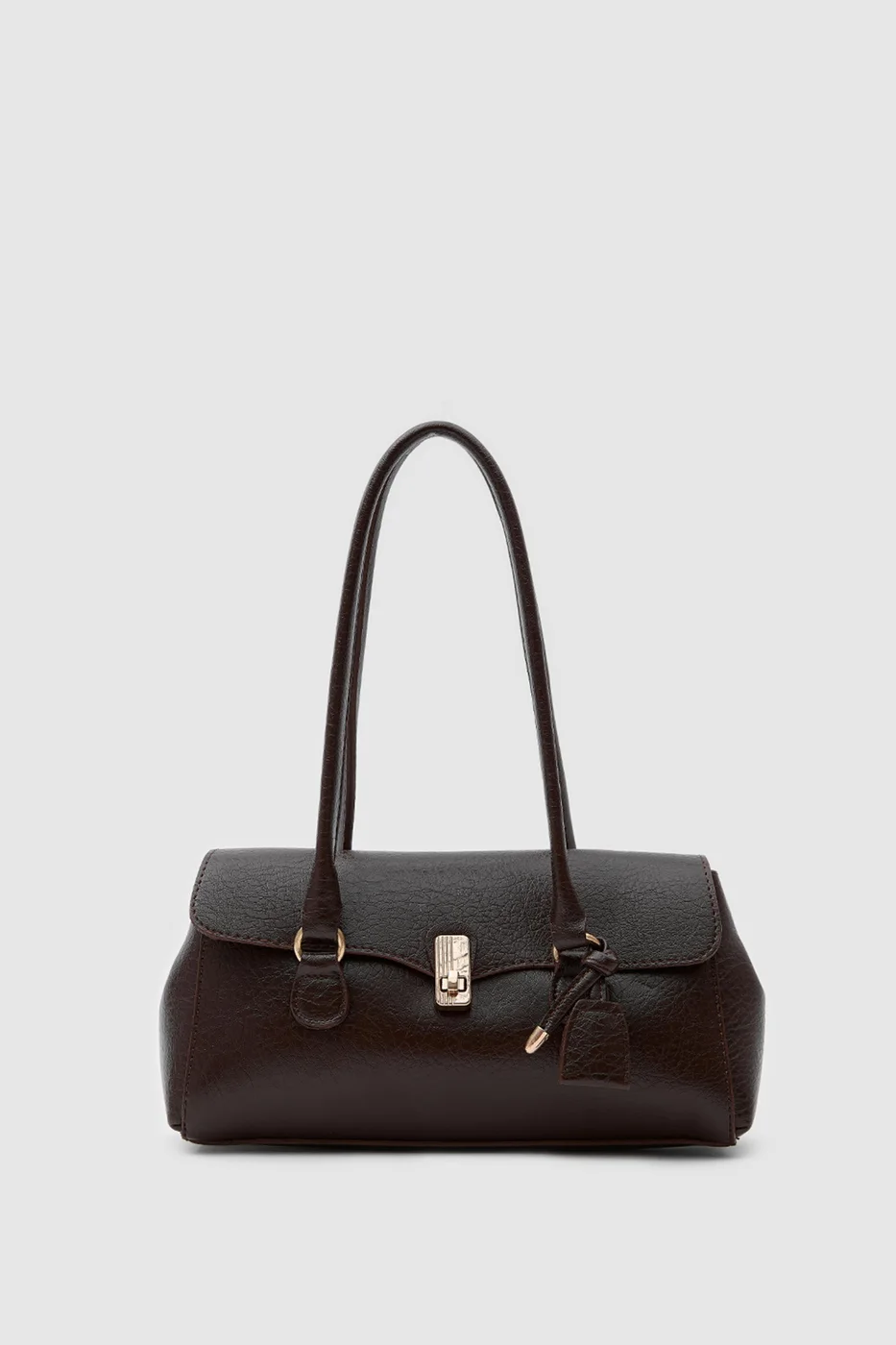 faux leather baguette bag faux leather baguette bag in dark brown