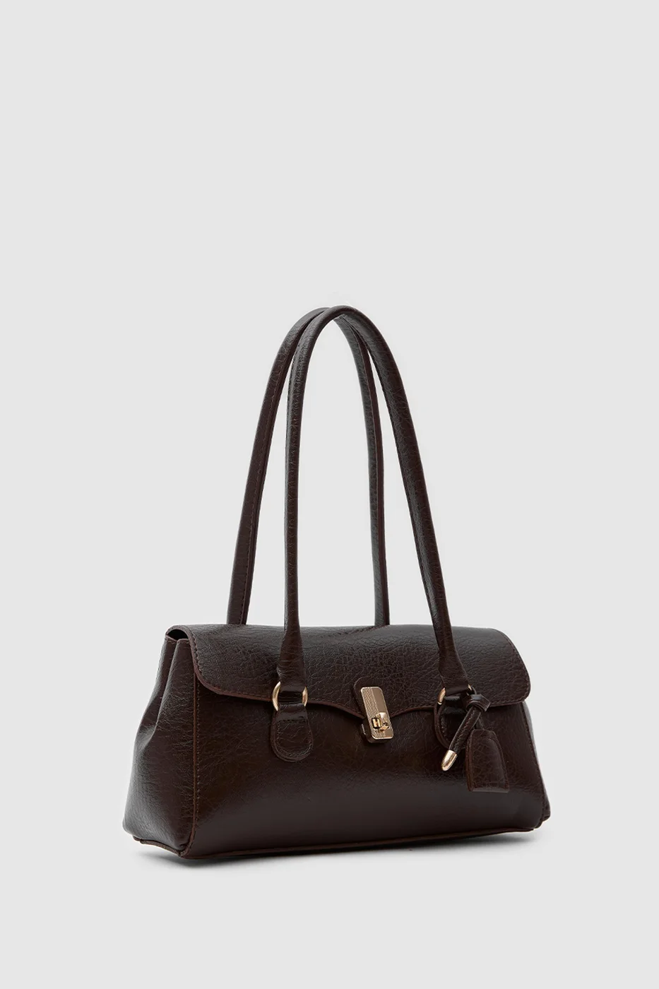 faux leather baguette bag faux leather baguette bag in dark brown