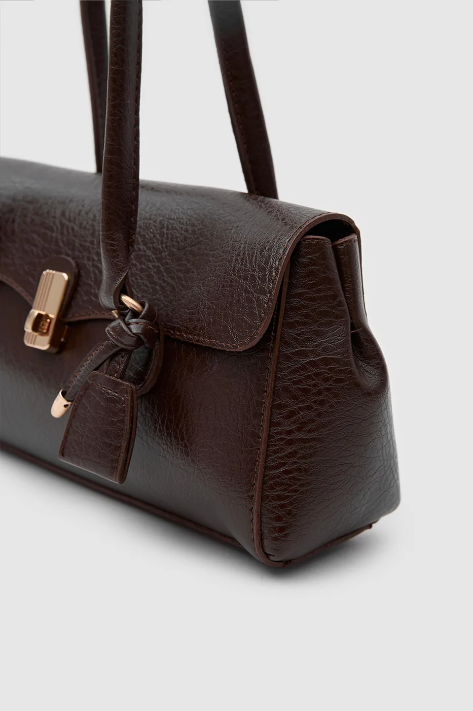 faux leather baguette bag faux leather baguette bag in dark brown