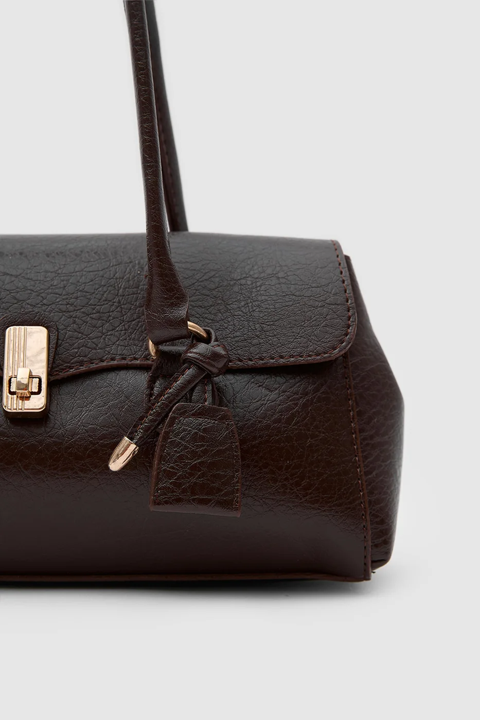 faux leather baguette bag faux leather baguette bag in dark brown