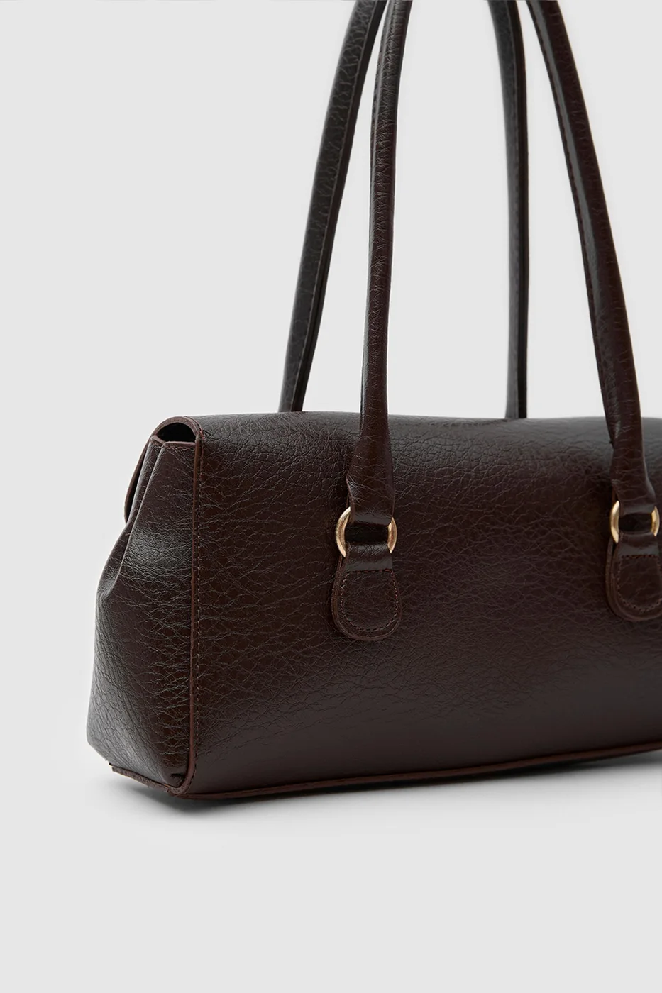 faux leather baguette bag faux leather baguette bag in dark brown