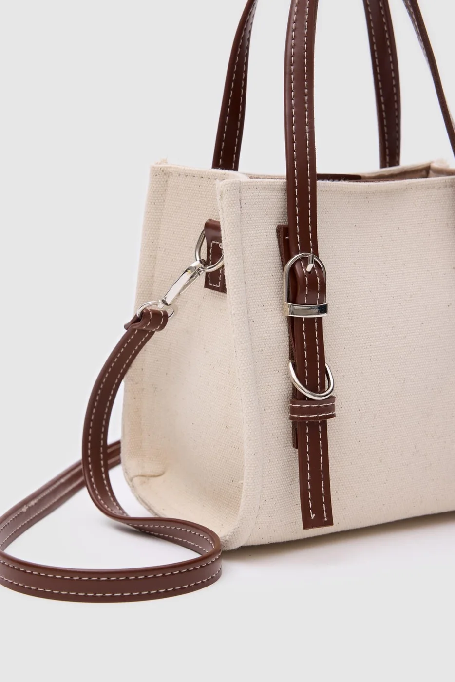 canvas crossbody bag in cream