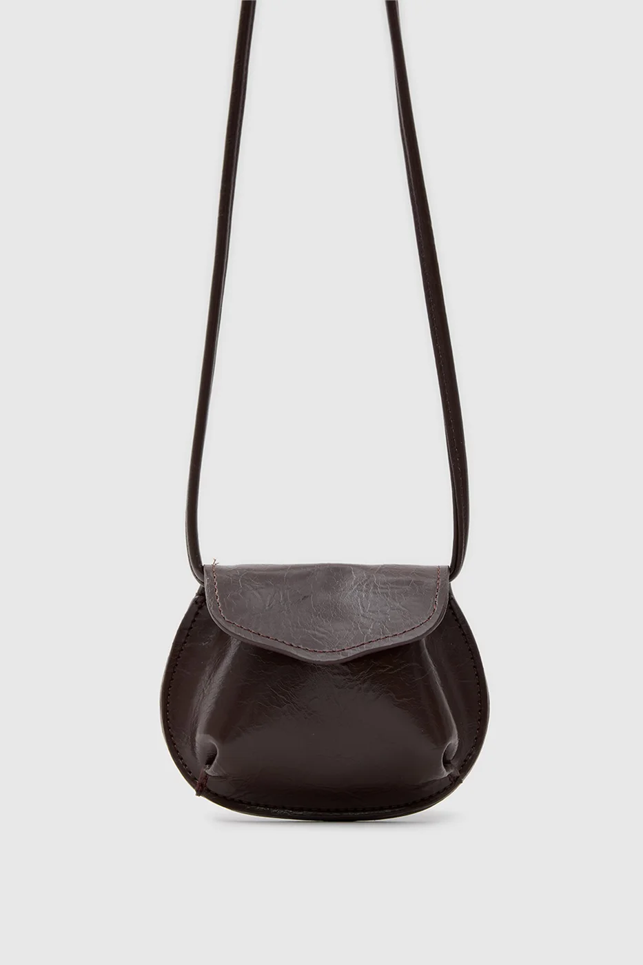 Mini crossbody bag in faux leather in dark brown