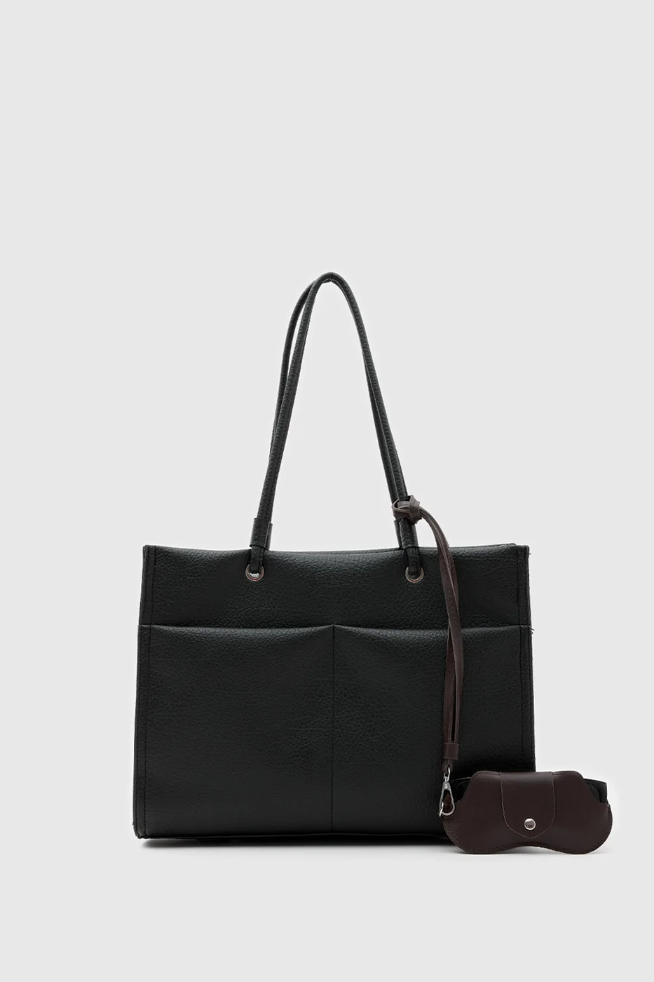 Faux leather shoulder bag with stylish design Faux leather shoulder bag with stylish design in black