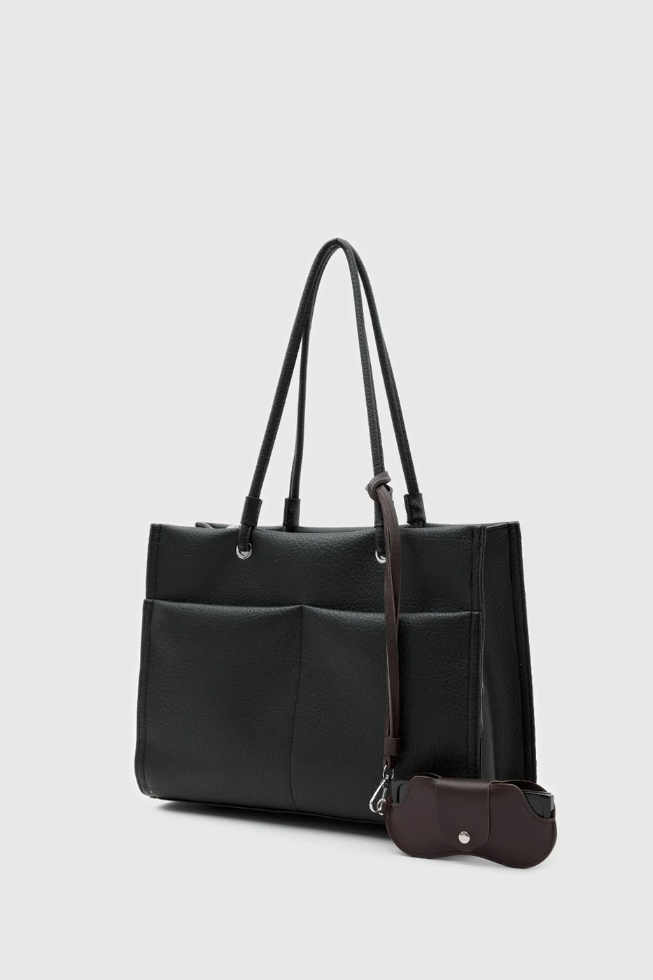 Faux leather shoulder bag with stylish design Faux leather shoulder bag with stylish design in black