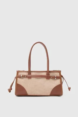 Straw Crossbody Bag in beige