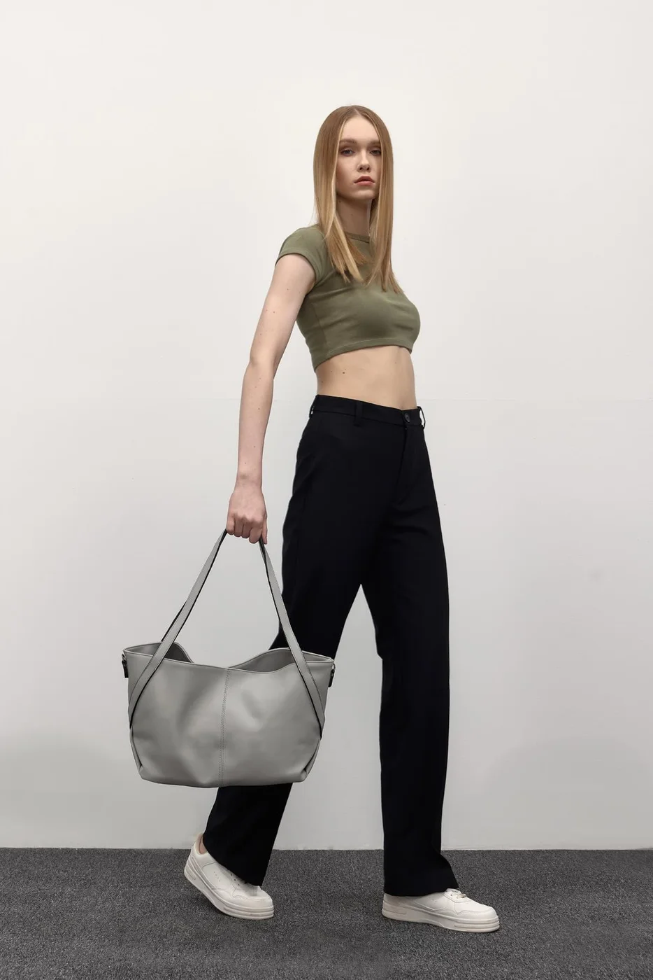 Faux leather shoulder bag Faux leather shoulder bag in gray