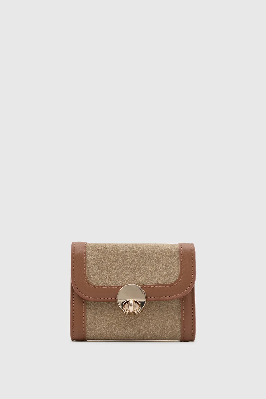 faux suede wallet in beige