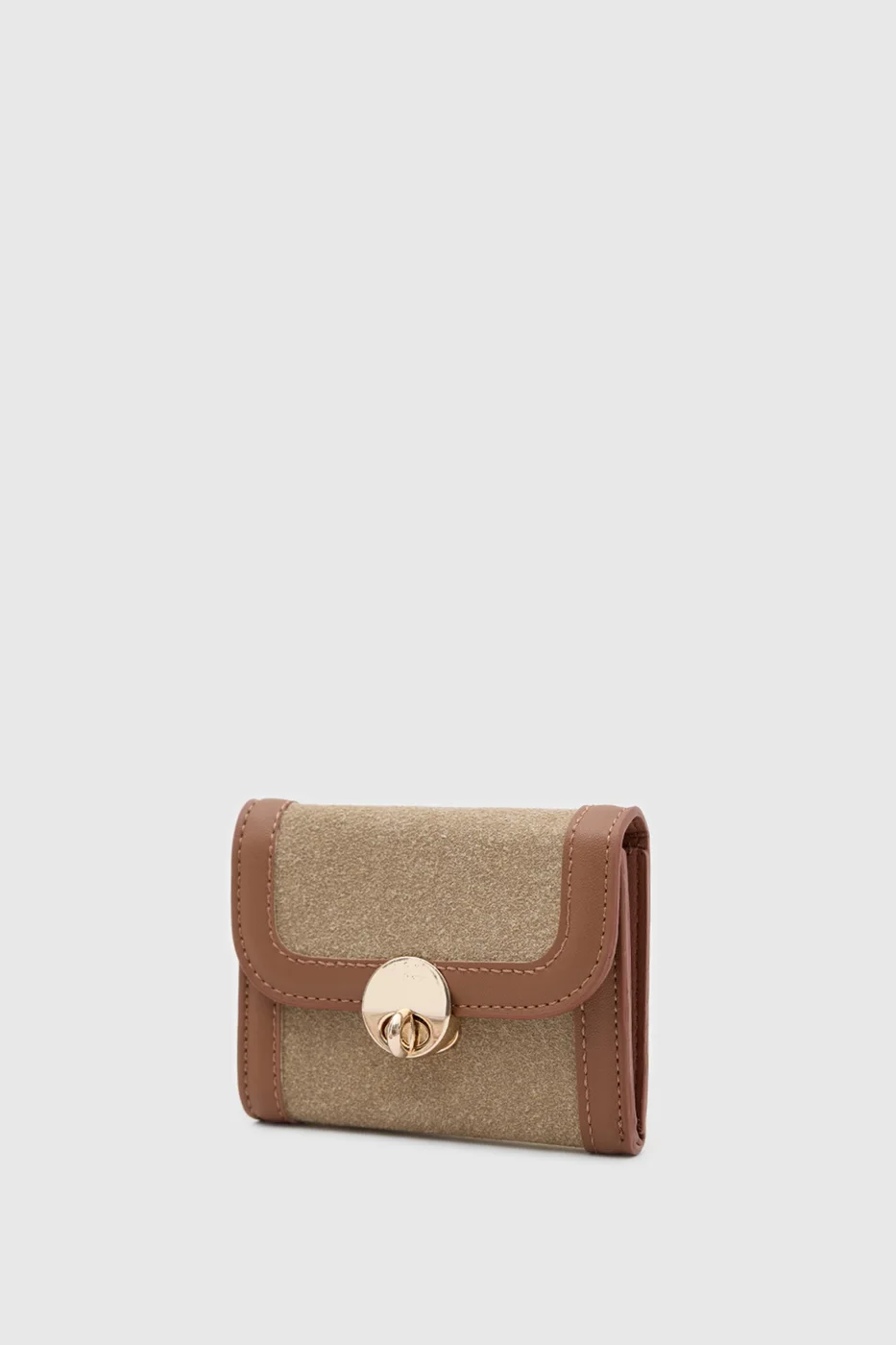 faux suede wallet in beige