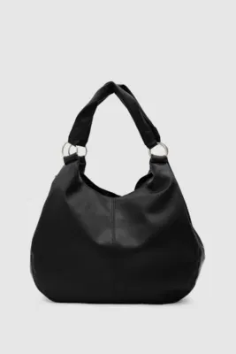 faux leather shoulder bag in black