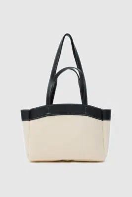 Canvas shoulder bag for women in black