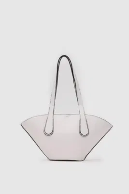 Faux leather shoulder bag in white