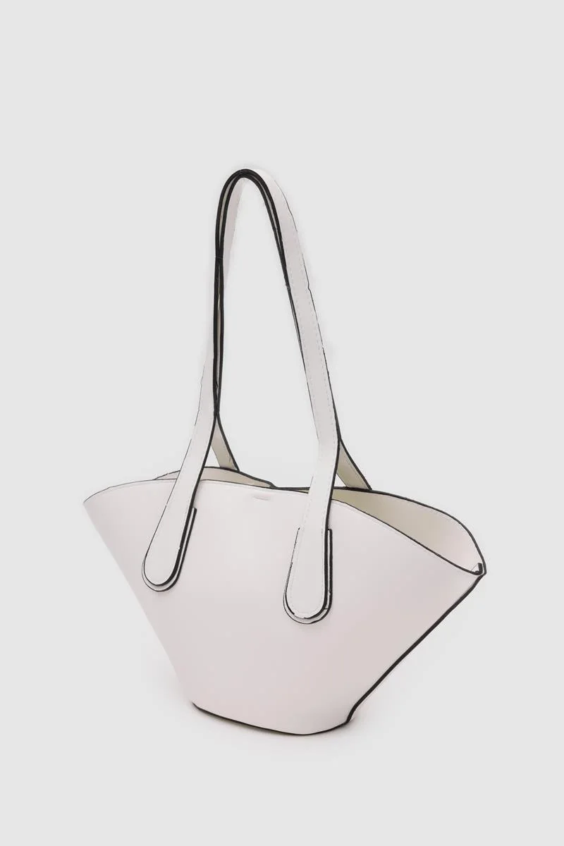 Faux leather shoulder bag in white