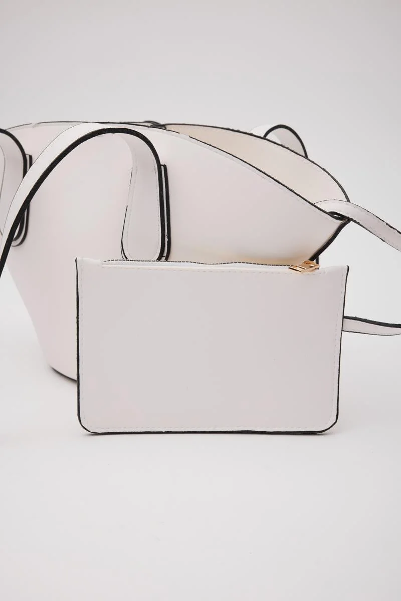 Faux leather shoulder bag in white