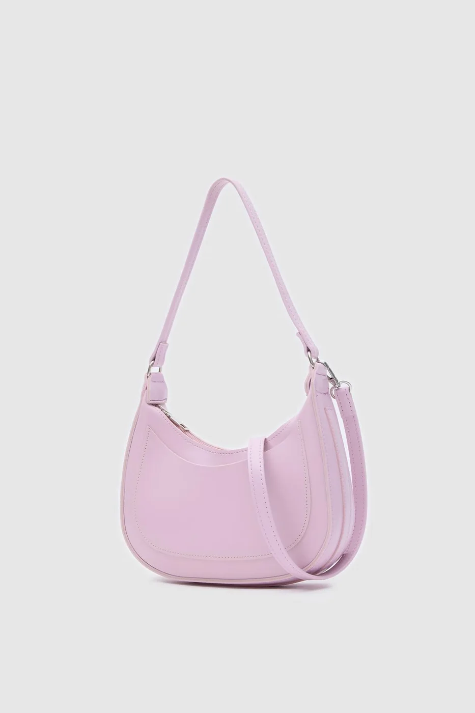 Faux leather baguette bag for stylish outings Faux leather baguette bag for stylish outings in lilac