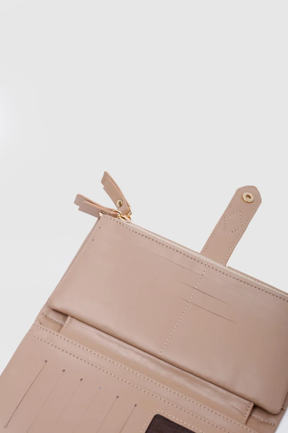 Faux leather wallet for women in beige