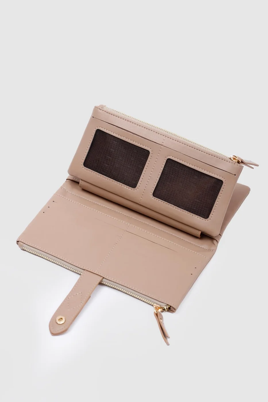 Faux leather wallet for women in beige