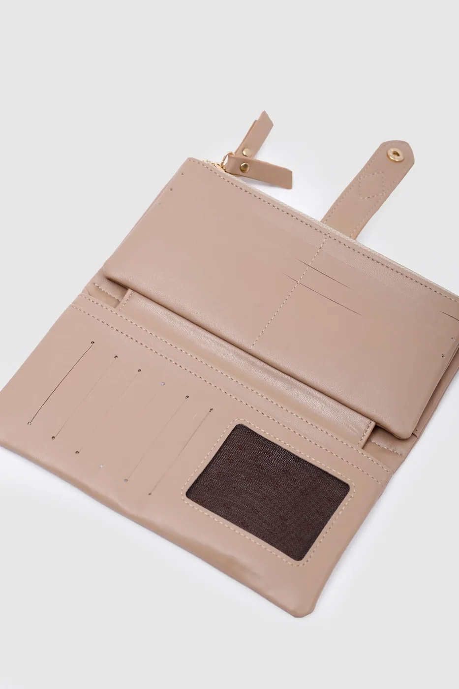 Faux leather wallet for women in beige