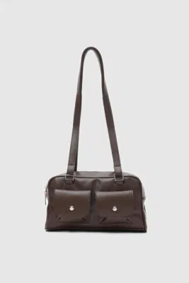 Faux Leather Baguette Bag for Women Faux Leather Baguette Bag for Women in dark brown