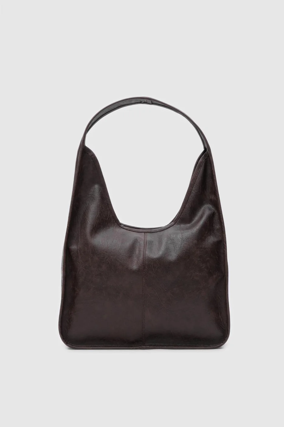 Faux leather shoulder bag in dark brown