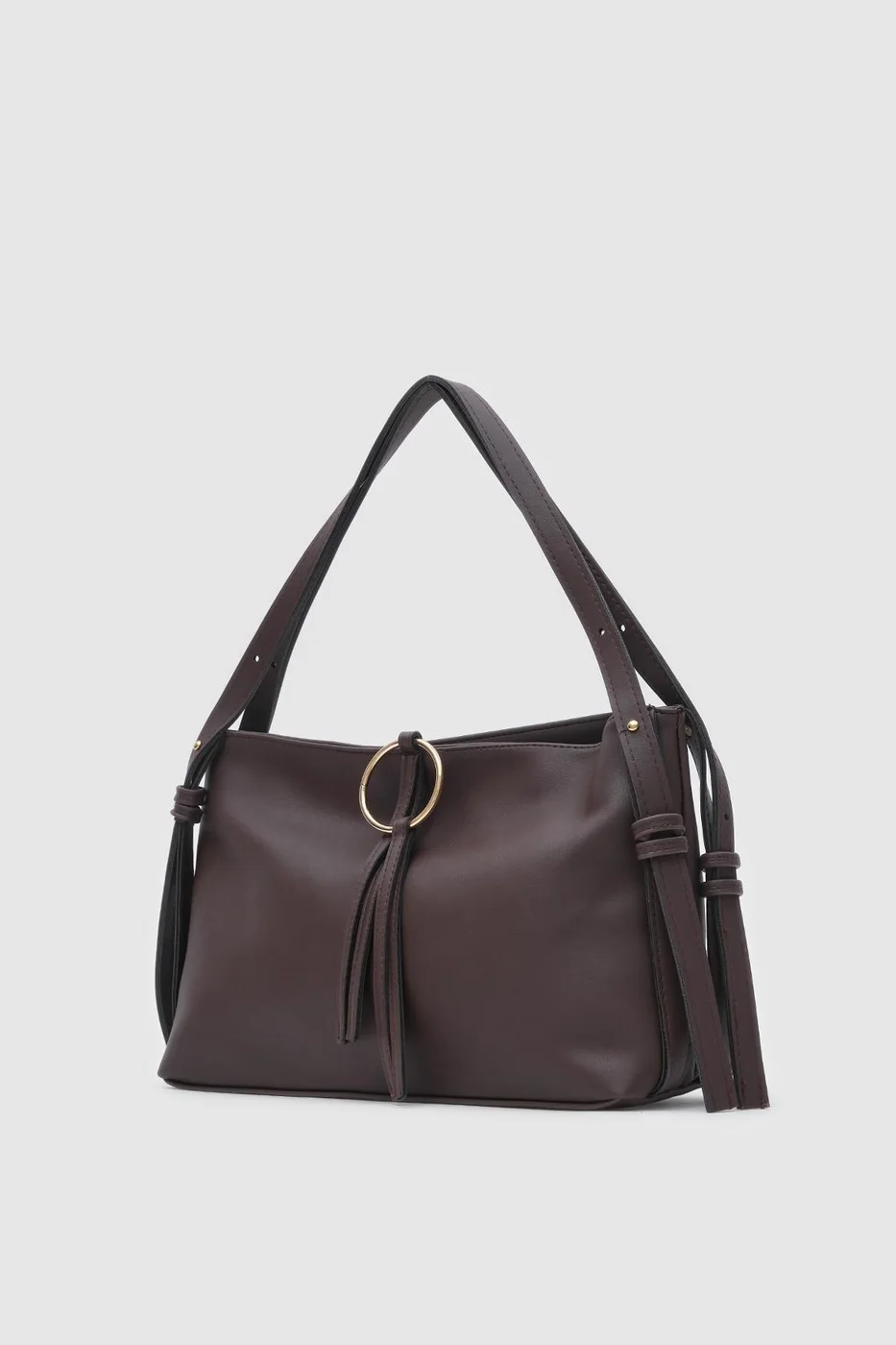 Faux leather shoulder bag for stylish women Faux leather shoulder bag for stylish women in dark brown