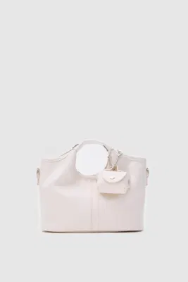 Faux leather crossbody bag in cream
